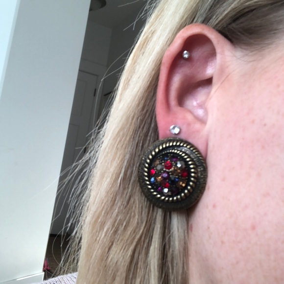 Round rainbow earrings - Picture 3 of 3